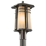 Kichler Lighting 49178OZ FL North Creek 20-Inch High Light Fluorescent Outdoor Post Lantern, Olde Bronze with Light Umber-Etched Seedy Glass