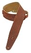 Levy's Leathers PMS44T02-RST 3-inch Suede-Leather Guitar Strap Tooled with a Basket-weave Pattern,Rust