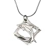 Olive N Figs Sterling Silver 'Dolphin Riding a Wave Pendant Necklace' with 18" Sterling Silver Shiny Snake Chain