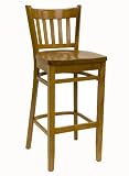 Vertical Back Beech Wood Dining Room - Kitchen Bar Stool - Barstool Height - Natural