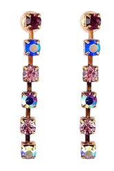Earrings - E56 - Gold Tone Drop - Swarovski (tm) Crystals ~ Amethyst Mix