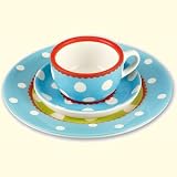 Eigenschaften Die Spiegelburg / Die Spiegelburg 10146 Kleines Gedeck Lustige Punkte, blau (Tasse+Untertasse+Teller)