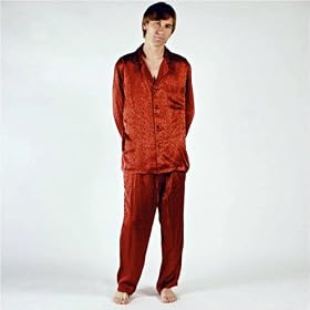 Men's Pajamas Set by TexereSilk, 100% Silk in Maroon, includes Pajamas Pants and Shirt -- The Duke...