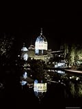 IMAGE OF The Royal Exhibition Building Lit Up at Night, Reflecting in the Lake, Australia Stretched Canvas Poster Print by Jason Edwards, 24x32