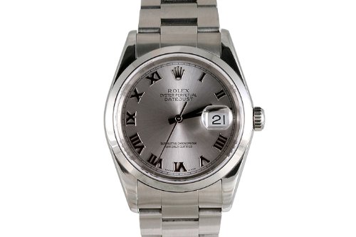 Rolex Mens Stainless Steel Datejust Silver Dial Oyster Band