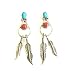 Native American Navajo Hand Crafted Earrings with Sterling Silver Turquoise and Red C...