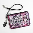 Coach Poppy Signature Plaid Tartan Wristlet Case Bag for IPOD 43285 Pink Multi
