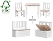 Kindersitzgruppe Kinderm�bel Sitzgruppe + Kindertruhenbank Kinderbank Truhenbank in Wei�lack inkl. Spielzeugkiste Stauraum f�r die Spielsachen Set : Anni