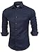 Emiqude Mens Casual Slim Fit Long Sleeve Solid Dress Shirt