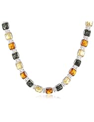 Sterling Silver Multi-Color Amber Necklace, 17"