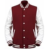 Angel Cola Burgundy & White Cotton Varsity Lightweight Letterman Jacket