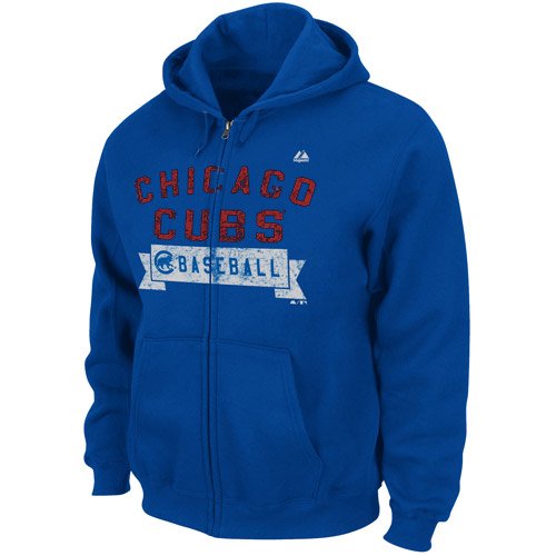 MLB Men's Chicago Cubs Arch Classic Long Sleeve Full Zip Hooded Fleece, Deep Royal, Large