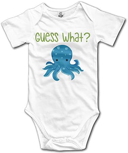 Baby Boy/Girls Octopus Guess What Baby Onesies White Short Sleeve