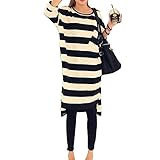 【 アウトレット 】(マーシェル) Marshel マタニティ トップス ロング チュニック 七分袖 ボーダー ブラック フリーサイズ