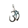 Sterling Silver Onyx Inlay Om Aum Symbol Pendant with Braided Faux Leather Necklace