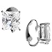 Sterling Silver Clear Cubic Zirconia Square Clip Earrings