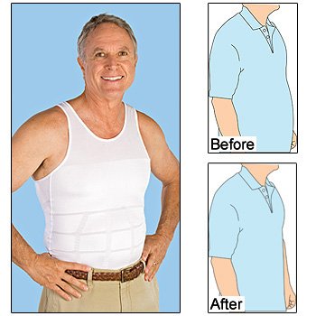 Mens Slimming Undershirt Body Shaper White
