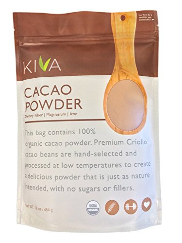 Kiva Organic Cacao Powder (Cocoa - Chocolate Powder) - Non-GMO, Raw, Vegan, 16-Ounce Pouch
