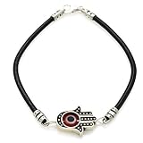 Hamsa Hand w/ Blue Glass Evil Eye & Sterling Silver Bracelet