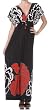 Big Flower on Solid Black Graphic Print V-Neck Cap Sleeve Empire Waist Long / Maxi Dress ( 2 Colors )