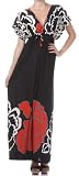 Big Flower on Solid Black Graphic Print V-Neck Cap Sleeve Empire Waist Long / Maxi Dress ( 2 Colors )