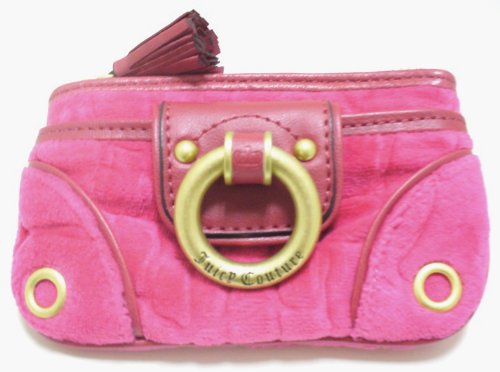 Juicy Couture Vivid II Hot Pink Croc Embossed Velour Key Chain Purse