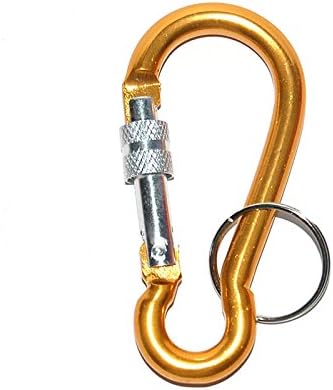 I-Sport Aluminum Screw Carabiner Camping Outdoor Hiking Twist-Lock Locking Carabiner Hook Yellow, Not for Climbing 3PCS