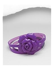Purple Flower Cotton Waxed Thread Bracelet