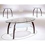 Modern Style 3 Piece Glass Top Coffee Table Set Wood And Chrome - Coffee Table & 2 End Tables