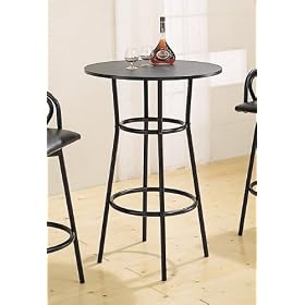 Retro Style Black Metal Finish Kitchen Bar PubTable Furniture by Bar Stools