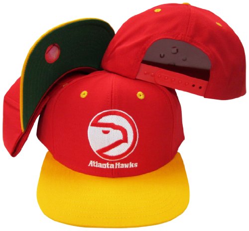 Atlanta Hawks Red/Yellow Two Tone Snapback Adjustable Plastic Snap Back Hat / Cap