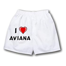 Buy White Boxer Short with I Love Aviana by Shop Zeus