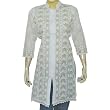 Cotton Shirts Womens Long Sleeve Top Blouse Chikan Embroidery Size S