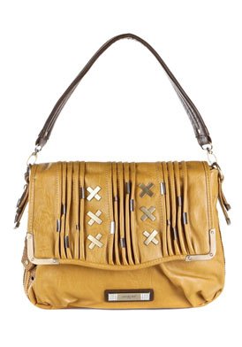 Yellow Faux Leather Shoulder Bag: Yellow Shoulder Bag