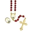 Confirmation Rosary with 7mm Red Crystal Beads, 21" Gold Chain, and Matching Lapel Pin - Gift Box Included, IMPORTED FROM ITALY