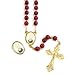 Confirmation Rosary with 7mm Red Crystal Beads, 21" Gold Chain, and Matching Lapel Pin - Gift Box Included, IMPORTED FROM ITALY