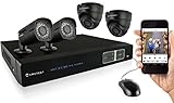 Amcrest 720P HD Over Analog (HDCVI) 4CH Video Security System - Four 1.0 MP Weatherproof IP66 Bullet & Dome Cameras, 65ft IR LED Night Vision, Long Distance Transmit Range (1,640ft), Pre-Installed 1TB HD for 360 Hours 8Ch Recording 720p @ 30fps, Quick QR Code Smartphone Access, USB Backup and More
