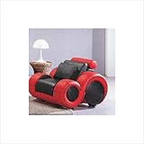 Hematite Leather Chair in Black / Red