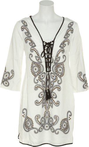 RAMPAGE Scroll Print St. Tropez Dress [42112541293], White/Black, Medium