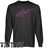 NCAA Evansville Purple Aces Charcoal Distressed Logo Vintage Long Sleeve T-shirt