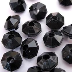 6mm Faceted Plastic Rondelle Bead, Black Opaque, 480/Pkg
