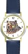 Grizzly Bear or Brown Bear Animal - WATCHBUDDY&reg; DELUXE TWO-TONE THEME WATCH - Arabic Numbers - Blue Leather Strap-Women's Size-Small