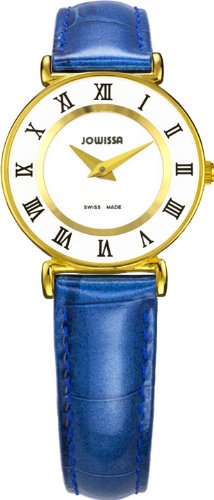 Jowissa Women's J2.102.S Roma Colori 24 mm Gold PVD Blue Leather Roman Numeral Watch