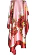 SilkNOW Hand Painted Pink with a 2.5 Inch Maroon Red Trim 100% Silk Satin Scarf with Beautiful Multi Colored Floral Pattern