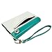 caseen ViVi Women's Smartphone Wallet Clutch Wristlet Case (Teal Turquoise Mint/White) for Apple iPhone 6 5S 5C 5 4S 4, Samsung Galaxy S5 S4 S3, Google Nexus 5, LG G2, HTC One M7, Sony Xperia Z3 Compact / Z, Moto X, Moto G, Droid Razr [Up to 5.75 x 3.1 Inch Cellphone] - Medium Size