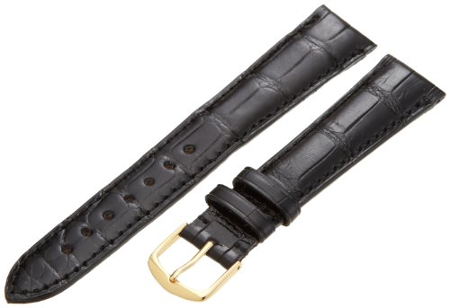Hadley-Roma Mens MS2007RA-190 19-mm Black Genuine Alligator Leather Watch Strap