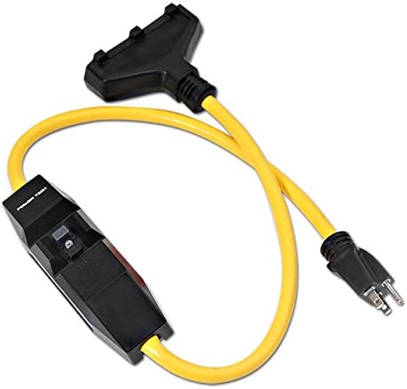 Milspec Direct 3-Foot 12/3 Gauge Shockshield GFCI Protected In-line Tri-Cord Set with 3-Outlets, 15-Amp, Yellow