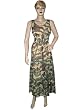 Womens Boho Army Green Elastic Waist Chiffon Long Maxi Dress Final Sale