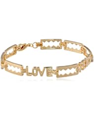 DOMO Yellow Bronze "Love, Peace, Hope" Bangle Bracelet, 7.25"
