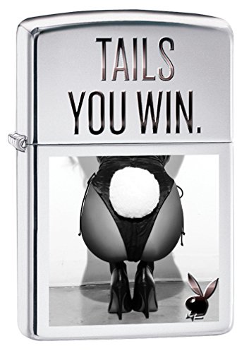 Zippo Lighter: Playboy Bunny, Tails You Win - High Polish Chrome